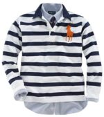 ראלף לורן-RALPH LAUREN POLO TSHIRT MEN LONG BIG PONY - NAVY BLUE & WHITE
