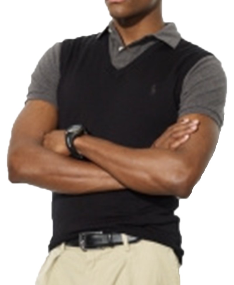 ראלף לורן-RALPH LAUREN SWETER VEST V MEN - Black