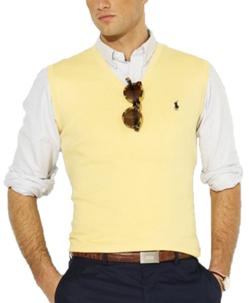 ראלף לורן-RALPH LAUREN SWETER VEST V MEN - Light Yellow