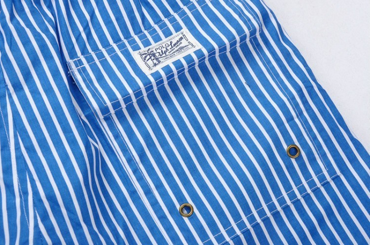 ראלף לורן-RALPH LAUREN SWIM BEACH SHORT MEN'S - Blue & White Combo