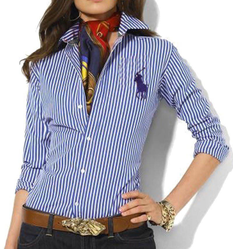 ראלף לורן-RALPH LAUREN SHIRT WOMEN - White & Blue