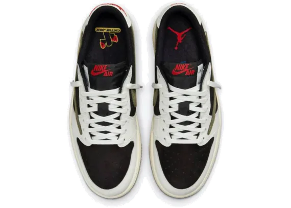 נעלי נייק-NIKE AIR JORDAN 1 LOW -WHITE GREEN BLACK Travis Scott